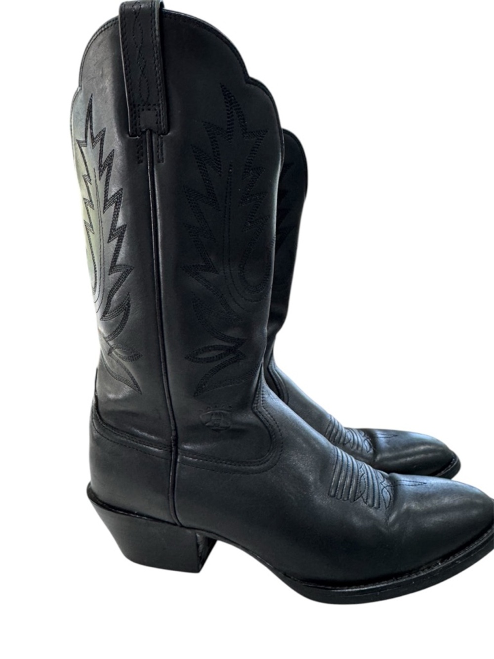 Ariat Heritage Western R Toe Black Leather Cowboy Boots Women's Style Size 7.5B